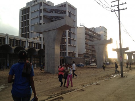 Where the Chinese are building a metro. For now, a  pleasant (but dusty, and full of holes and rubble) pedestrian boulevard.