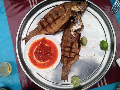 Fried fish! This is something we wouldn't have found on our own, and didn't know about from Ethiopian restaurants already. Note the scoring into bite-size chunks--easy for eating with hands.