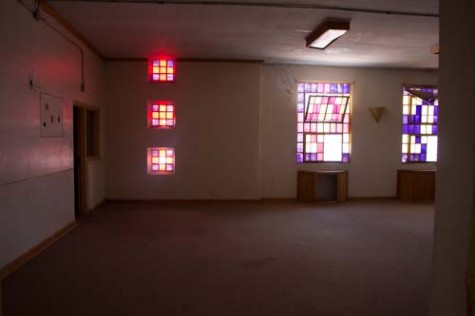 Inside the Protestant chapel in the prison.